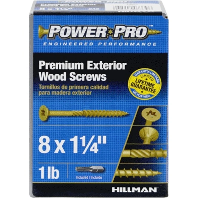 Power Pro Exterior Wood Screws, Self-Drilling, Bronze Ceramic, 1.25-In. x #8, 1-Lb.