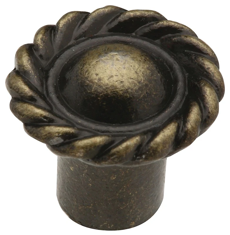 N213-504 2-pack 0.75-inch Antique Brass Cabinet Knob With Screws