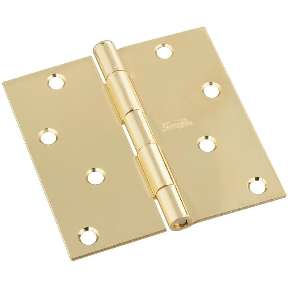 N190-108 4 X 4-in. Brass Residential Door Hinge With Screws, 1 Pk