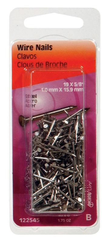 5/8 In. 19 Gauge Bright Steel Flat Head Nails