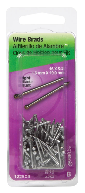 Hillman 16 Ga. X 3/4 in. 31 L Bright Steel Brad Nails 1 PK 2 oz