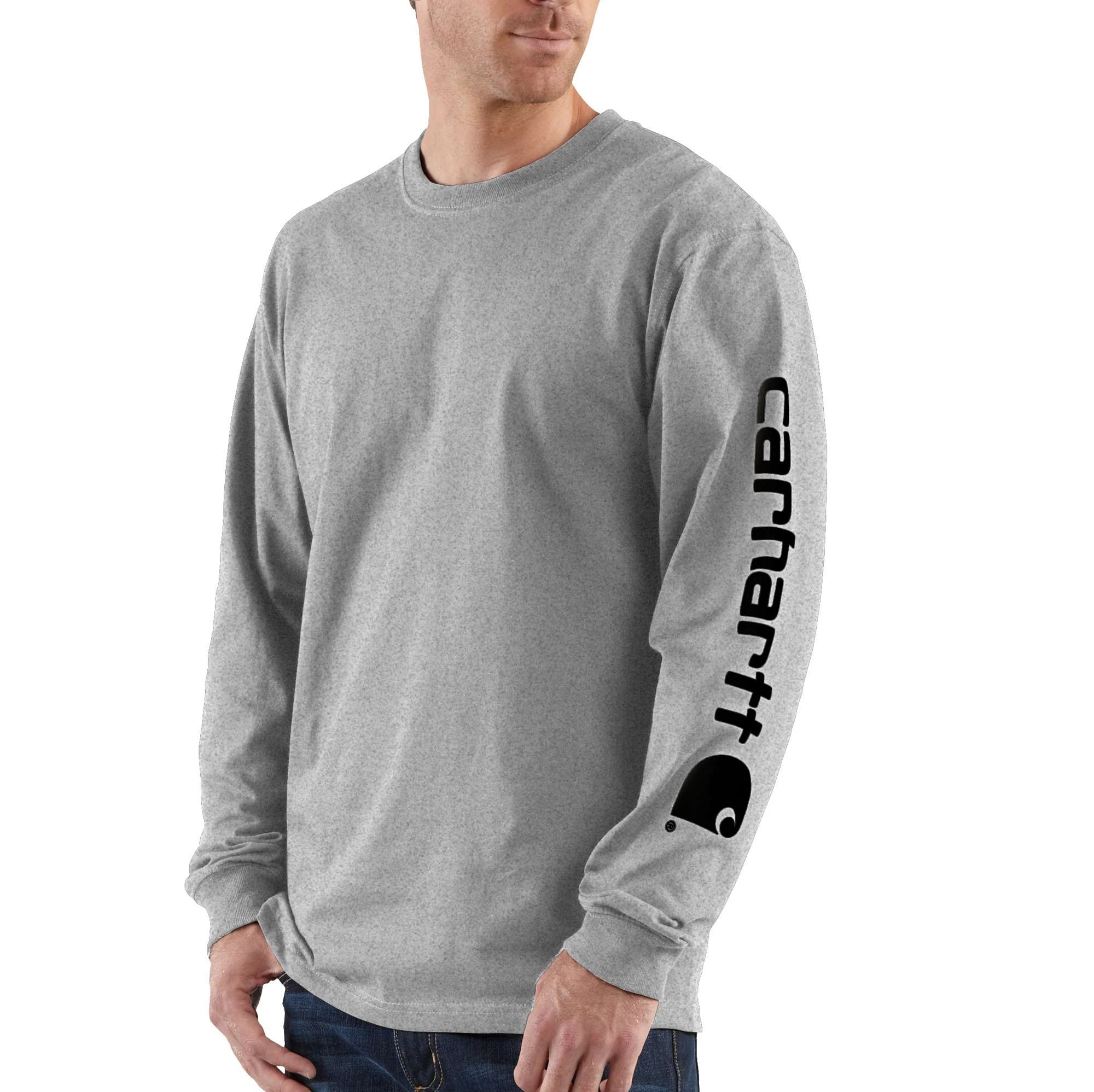 Heather Gray Long Sleeve Graphic Logo T-Shirt, Tall Extra Large Size