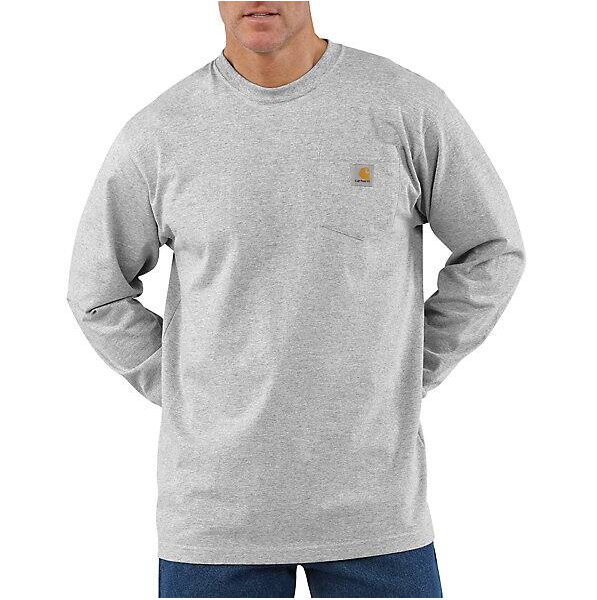 Heather Gray Long Sleeve Pocket T-Shirt Tall Size Extra Extra Large