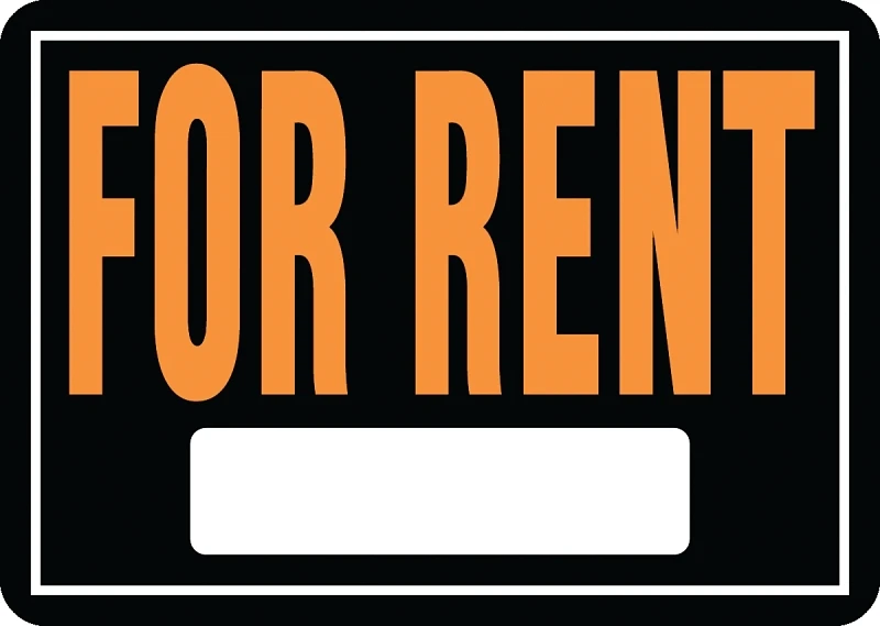 For Rent Sign, Hy-Glo Orange and Black Aluminum, 10 by 14 Inches