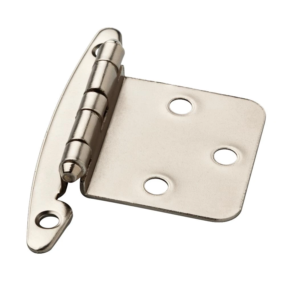 Satin Nickel Overlay Cabinet Hinge without Spring (1-Pair)
