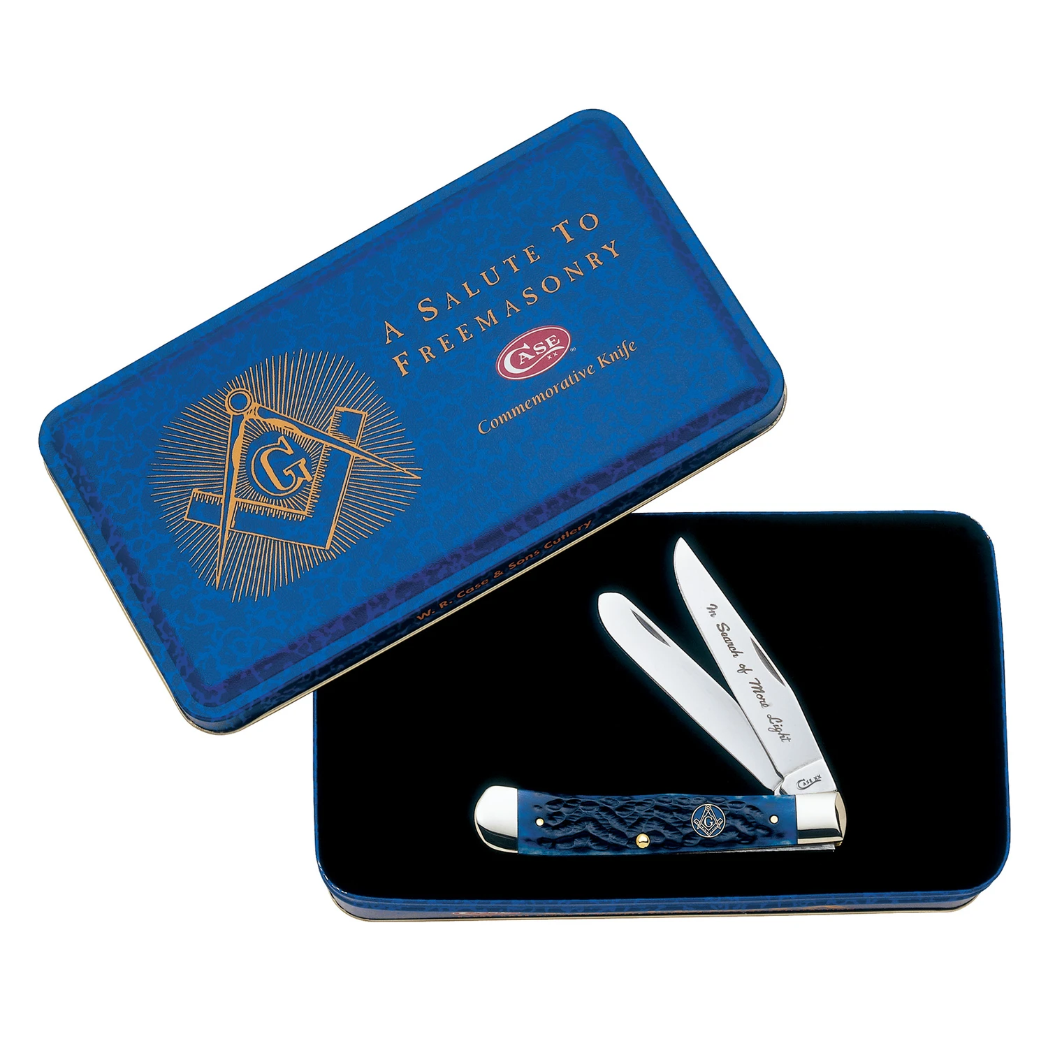6254Blue Bone Masonic Trapper in Gift Tin
