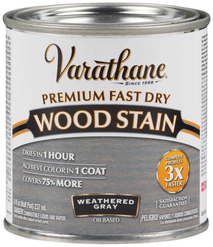 Fast Dry Weathered Gray Urethane Modified Alkyd Interior Wood Stain, 1/2 Pint