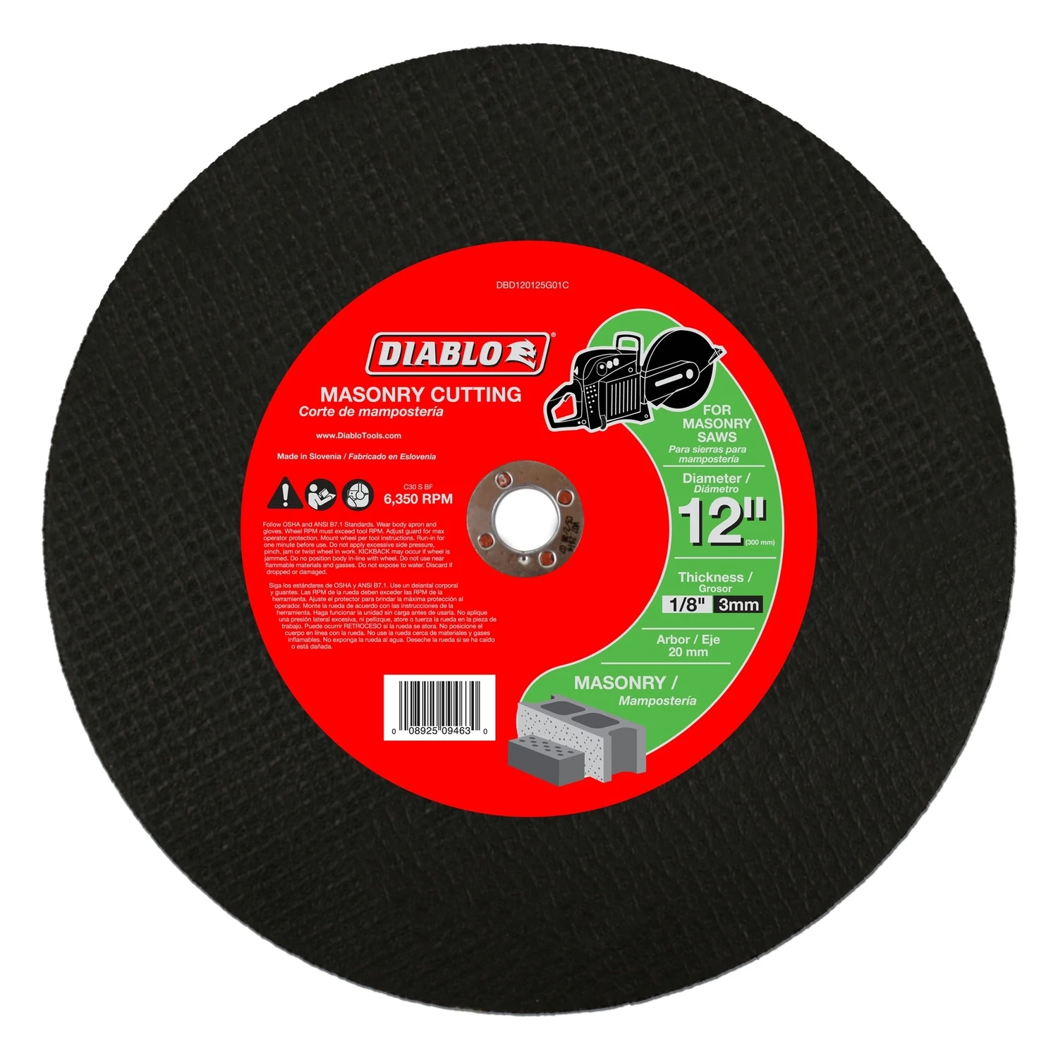 Diablo 12 in. D X 20 mm Silicon Carbide Masonry Cut-Off Disc 1 pc