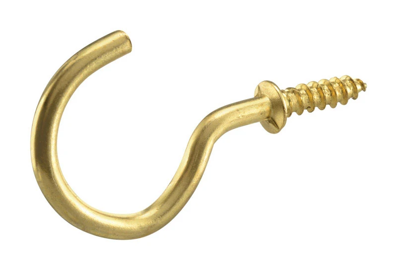 Cup Hooks, Brass, 1.25-In., 3-Pk.