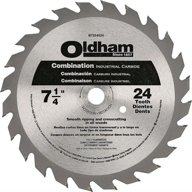 Oldham Circular Saw Blade Carbide Tip 24 Teeth Steel Boxed