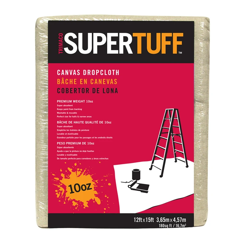 Supertuff 51123 Extra Heavyweight Canvas Drop Cloth, 12 Ft W X 15 Ft L