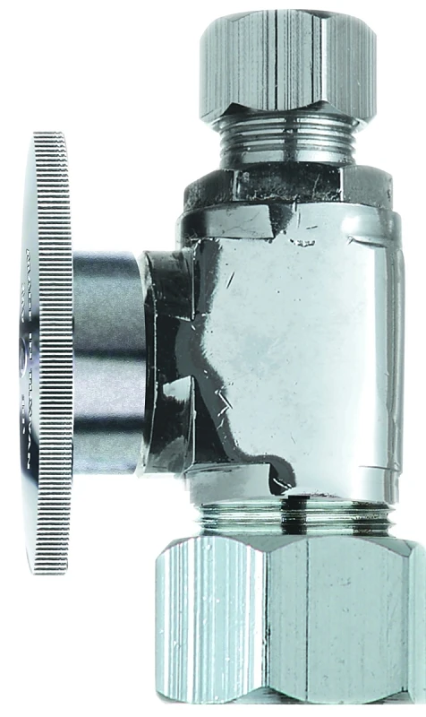 Pp63pclf Quarter Turn Shut-off Valve, 1/2 X 3/8 In Compression Brass