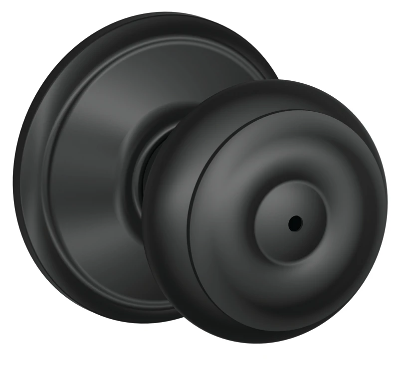 Georgian Series F40 Geo 622 Matte Black Privacy Lockset, Round Knob Handle