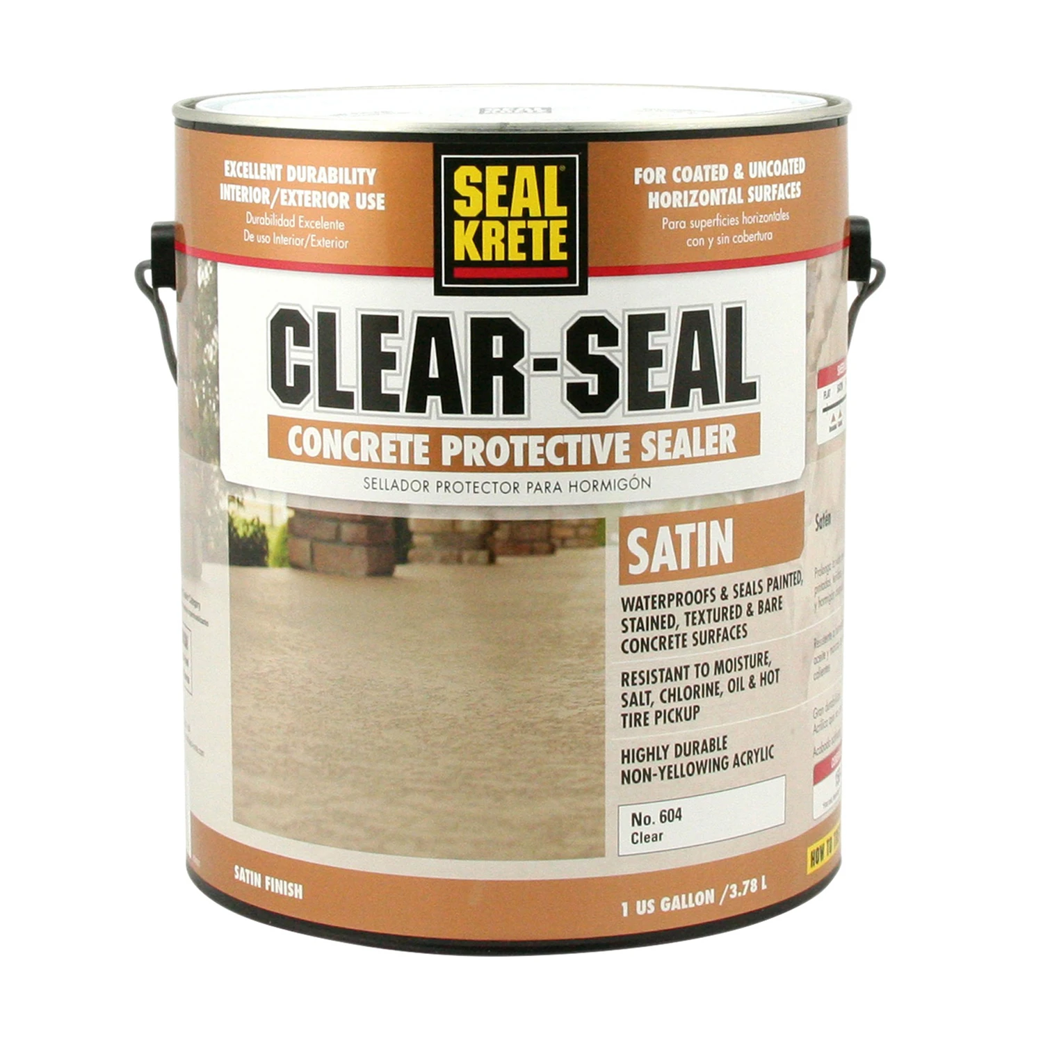 Satin Clear Concrete Sealer 1 Gallon - Uv Resistant, Indoor/outdoor Use