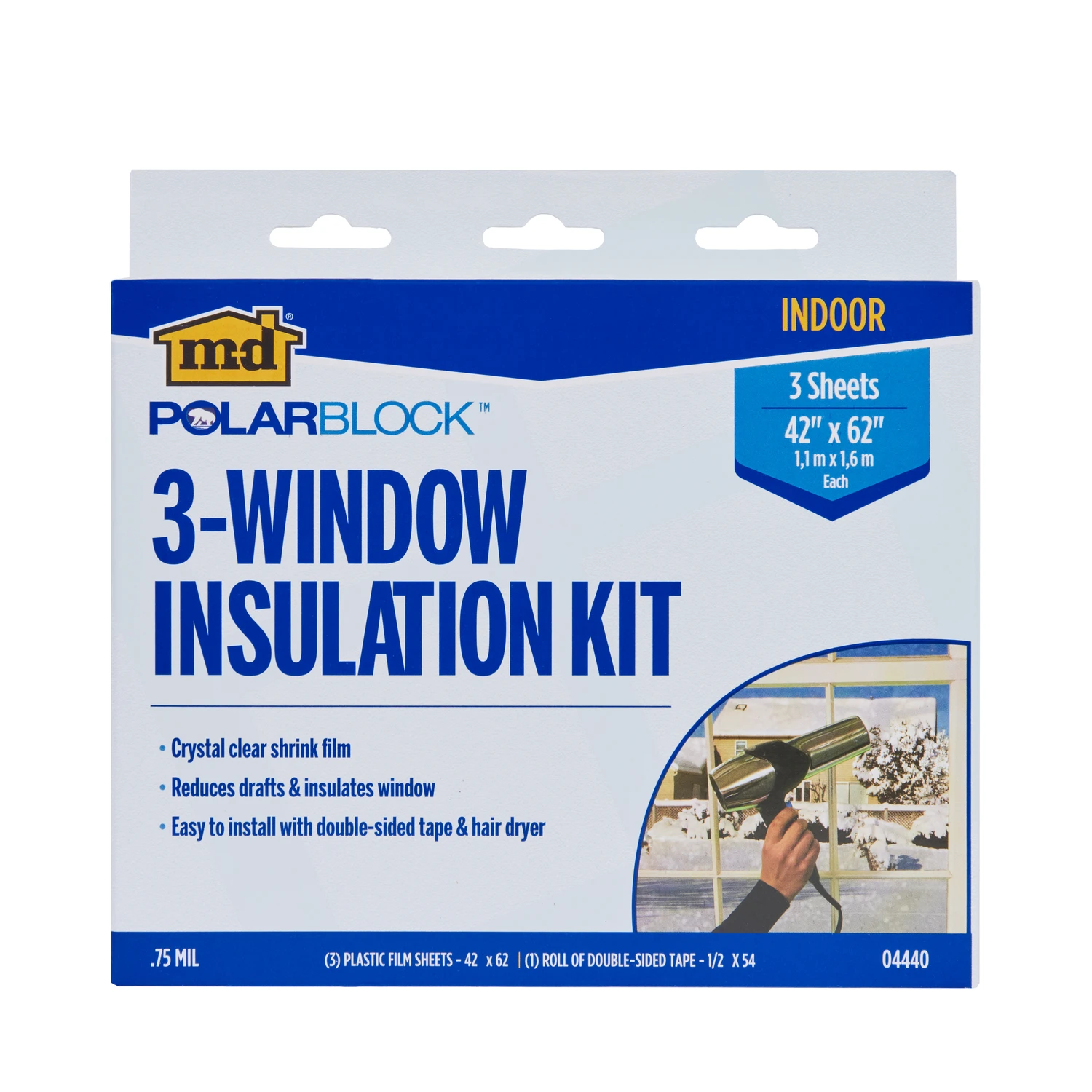 M-D BUILDING PRODUCTS Clear 3-Window Indoor Insulation Kit 42 in. W X 62 in. L