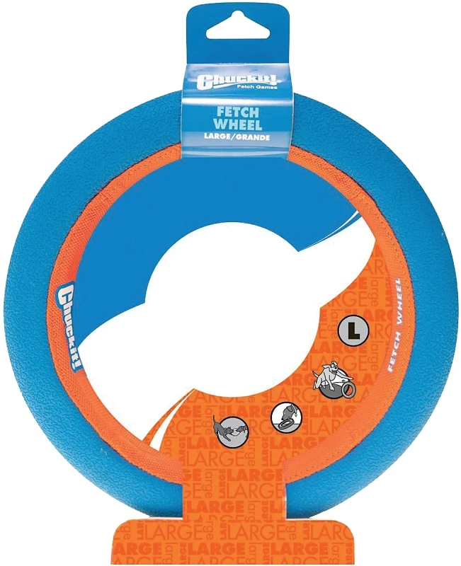 Fetch Wheel Dog Toy, Large, Rubber, Blue And Orange, Model 252301