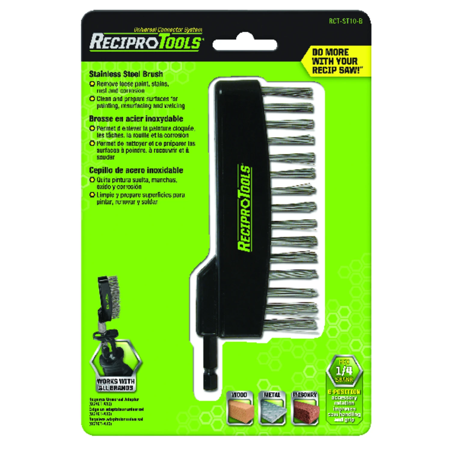 ReciproTools 4-1/4 in. Stainless Steel Offset Brush 1 pk