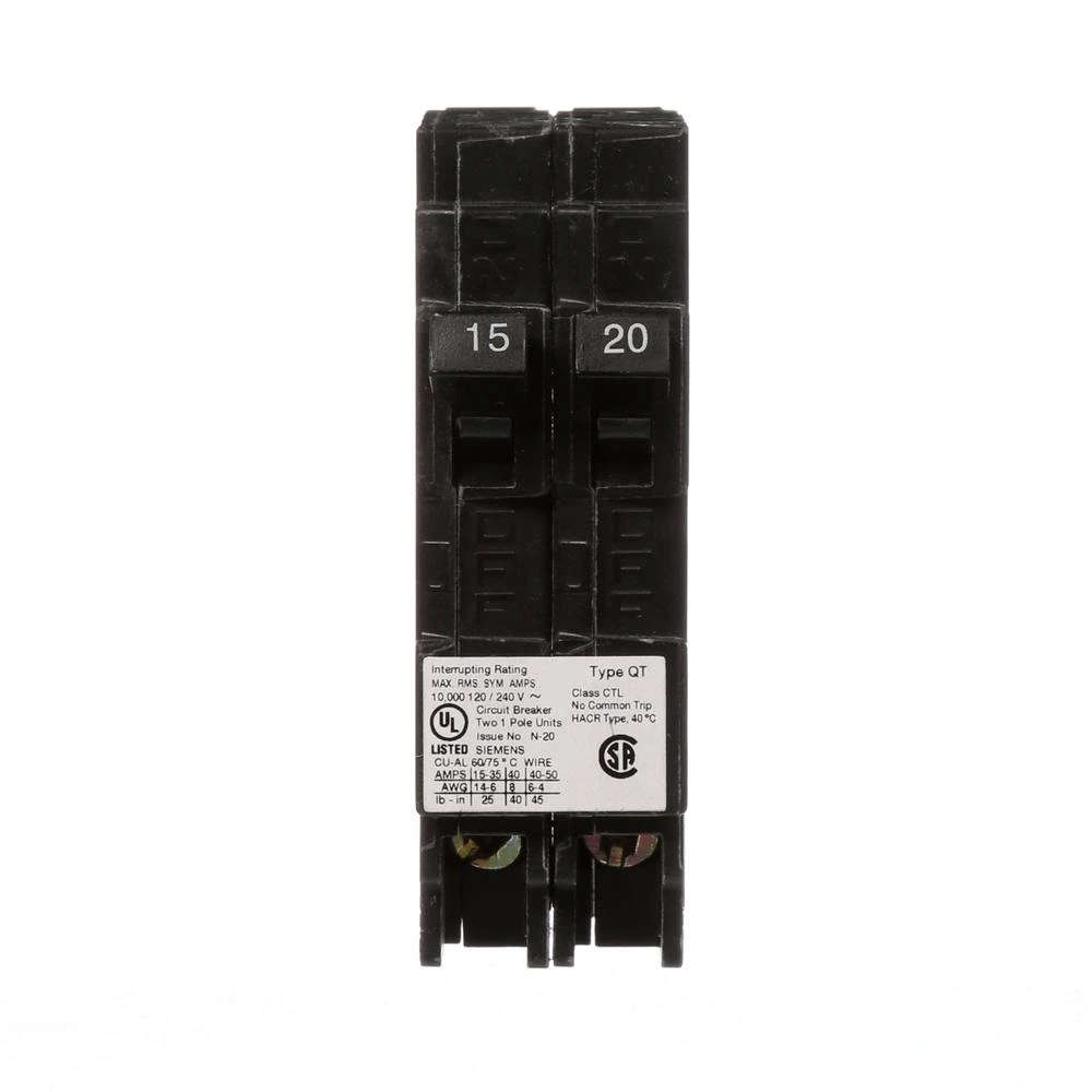 Q1520 15/20 Amp Tandem Single-pole Type Qt Circuit Breaker, 120 V
