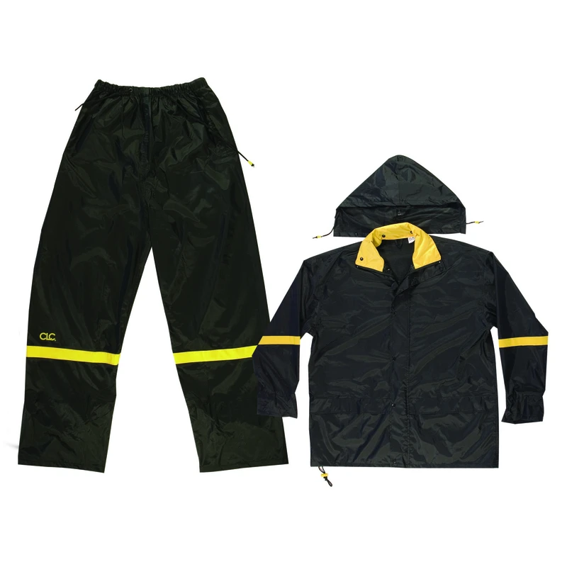 R1032x 3-piece Black/yellow Nylon Rain Suit, 2xl With Detachable Hood