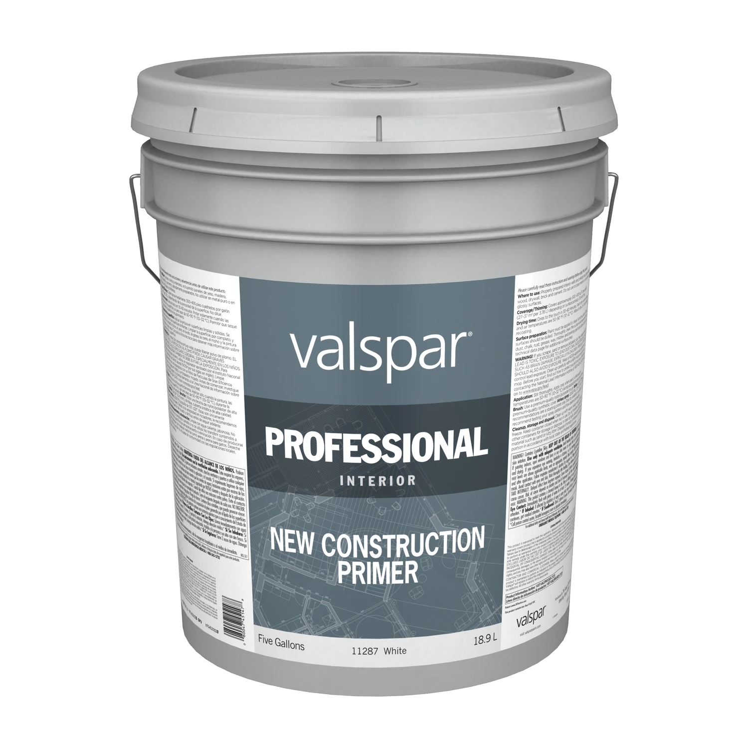 Professional New Construction Interior Latex Primer, White, 5 Gallon