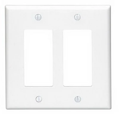 Pj262-w 2-gang Midway Wallplate, 4.88 In L X 4.94 In W, Nylon, White