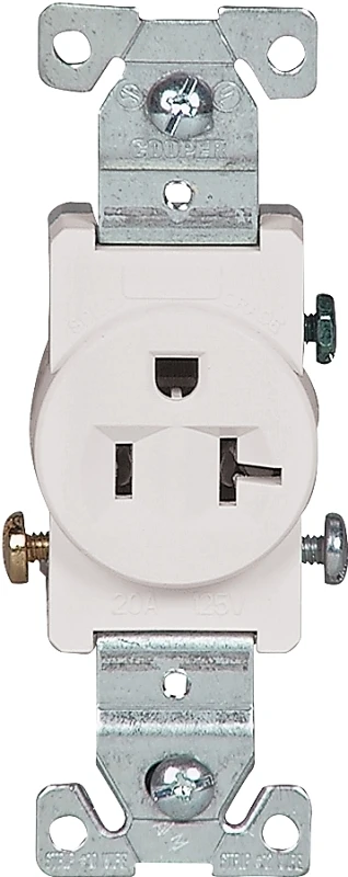 1877w-box 20 Amp Tamper Resistant Single Receptacle, Nema 5-20r, White