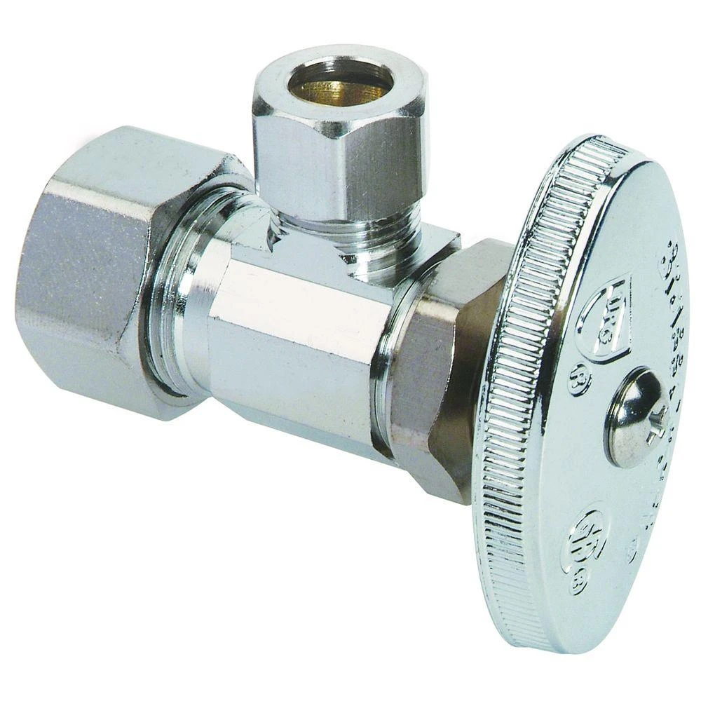 Ocr19x C1 Multi-turn Angle Stop Valve, 1/2 X 3/8 In Compression, Brass Body