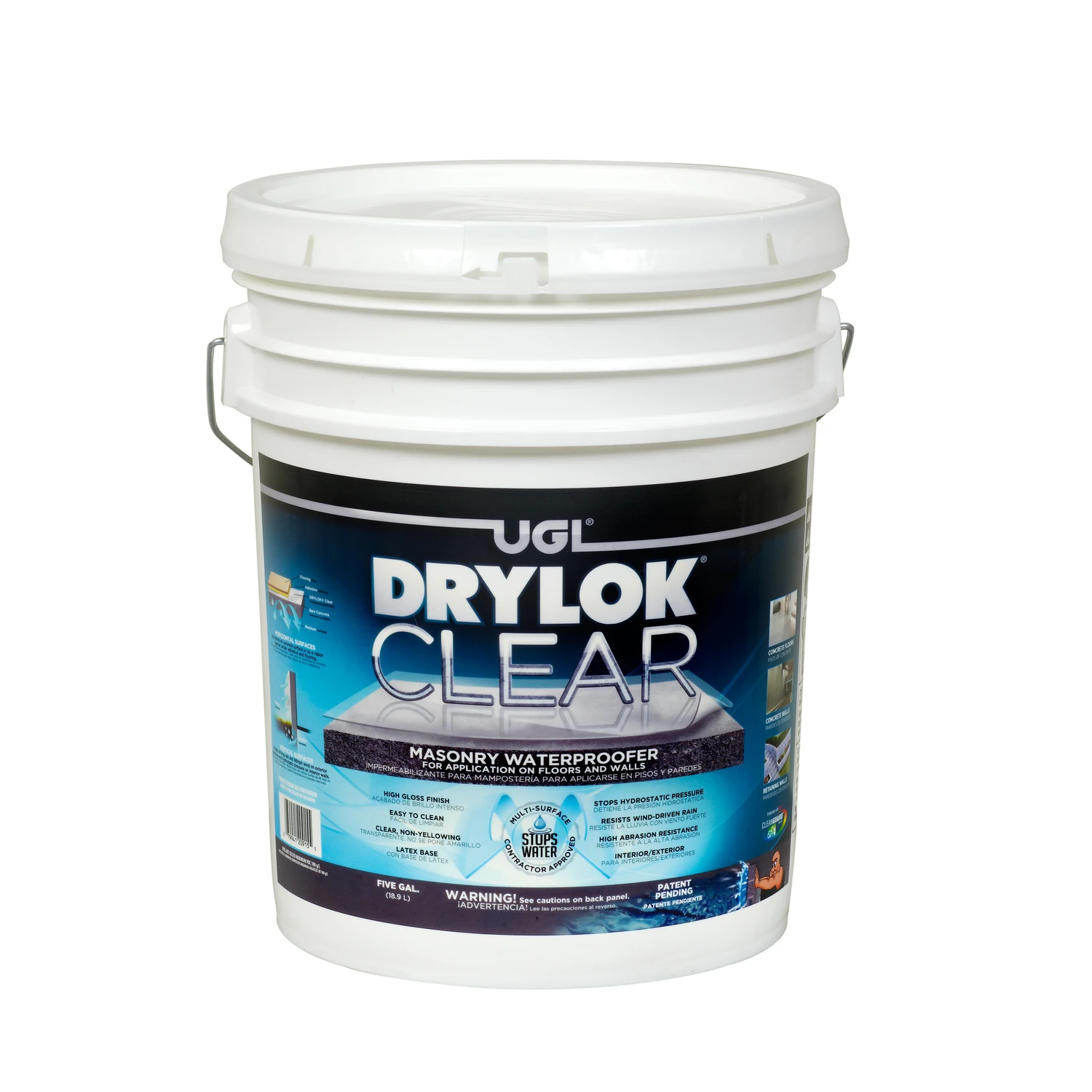 Clear Floor & Wall Masonry Waterproofer, 5 Gallon, High-gloss Finish