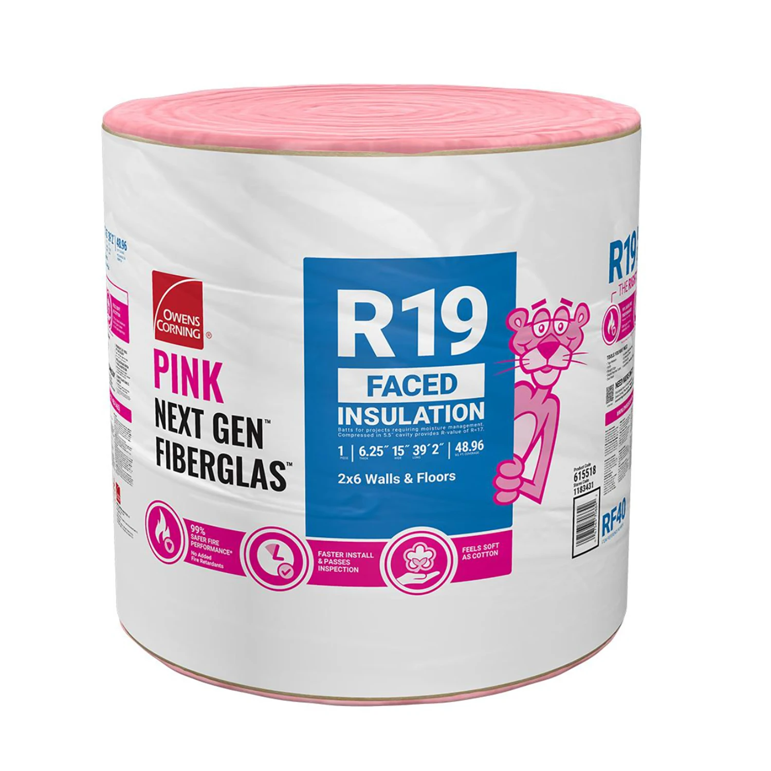 Ecotouch R-19 Kraft Faced Fiberglass Insulation Roll 15 In. X 39.2 Ft.