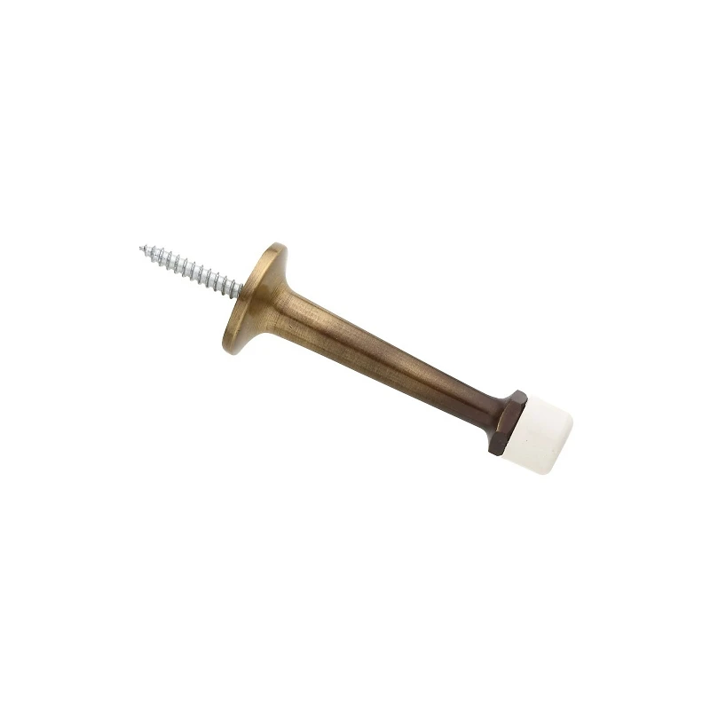 Gallery 3 In. Antique Brass Door Stop With Rubber Tip And Easy Installation