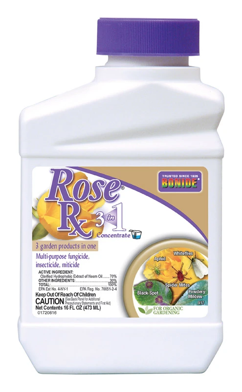 Organic Rose Rx Fungicide Insecticide and Miticide Concentrate, 1 Pint