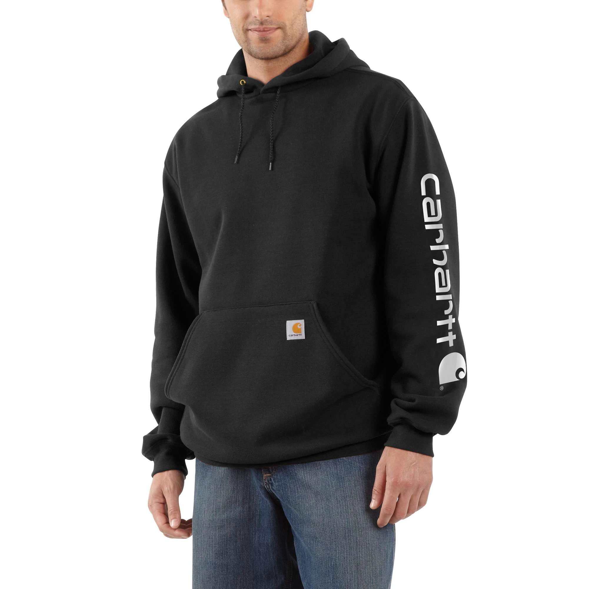 Midweight Black Hooded Sweatshirt with Logo, Size Triple Extra Large