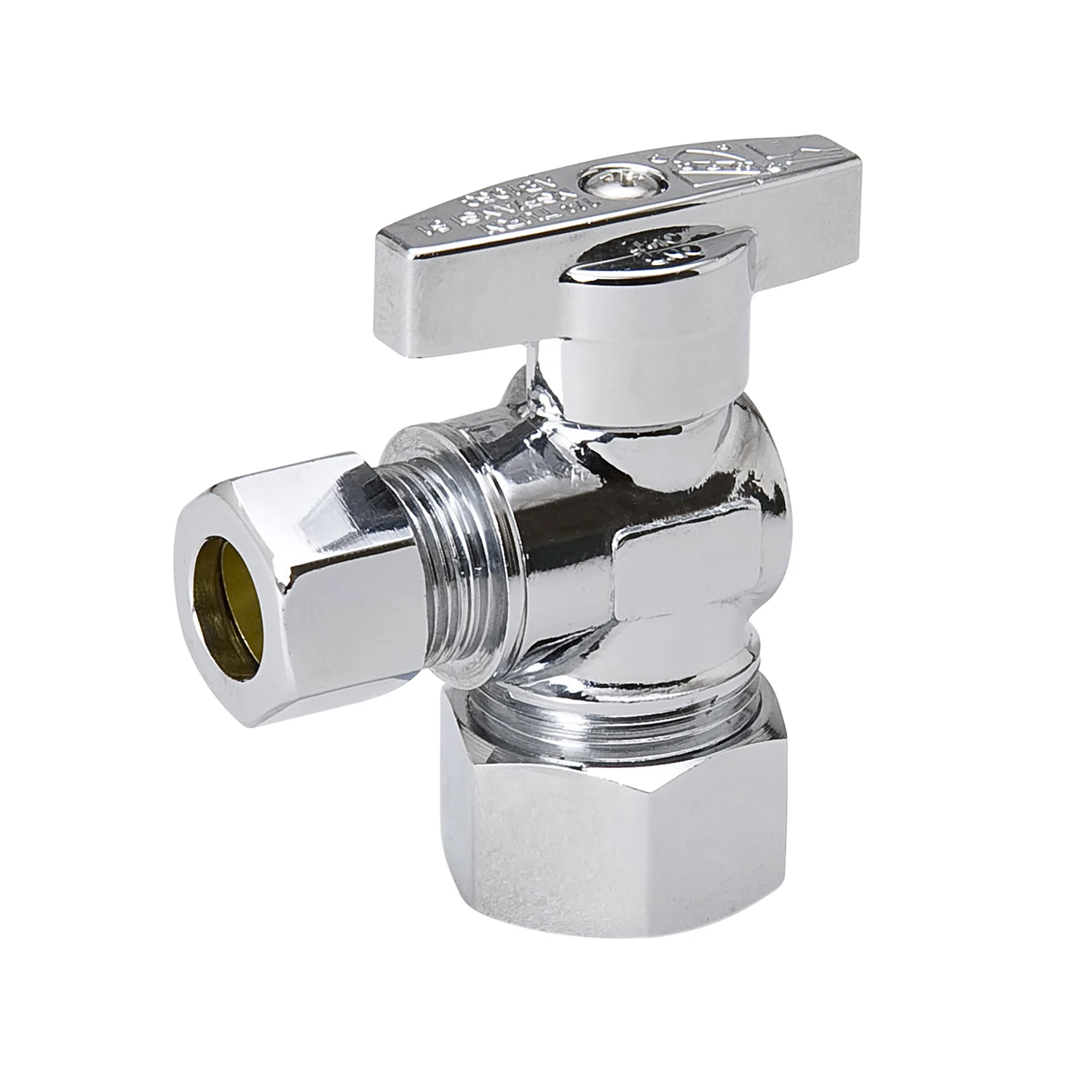 1/2 In. Fip X 3/8 In. C Quarter Turn Angle Valve - Brass Chrome-plated