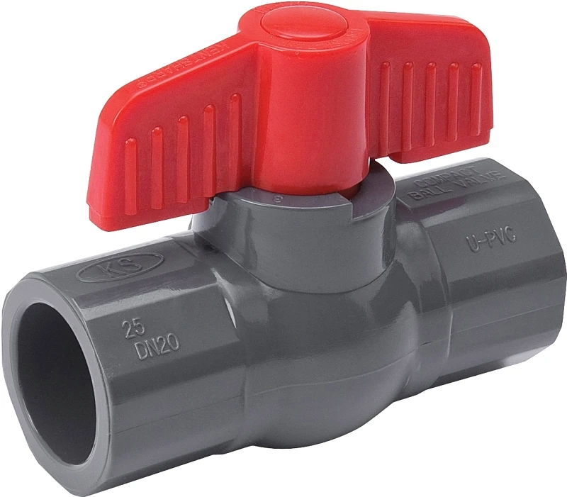 Gray PVC Solvent Weld Ball Valve, 1 and 1/2 Inch Diameter