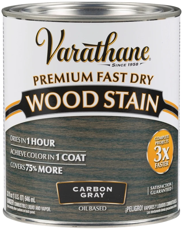 Fast Dry Carbon Gray Urethane Modified Alkyd Interior Wood Stain, 1 Quart