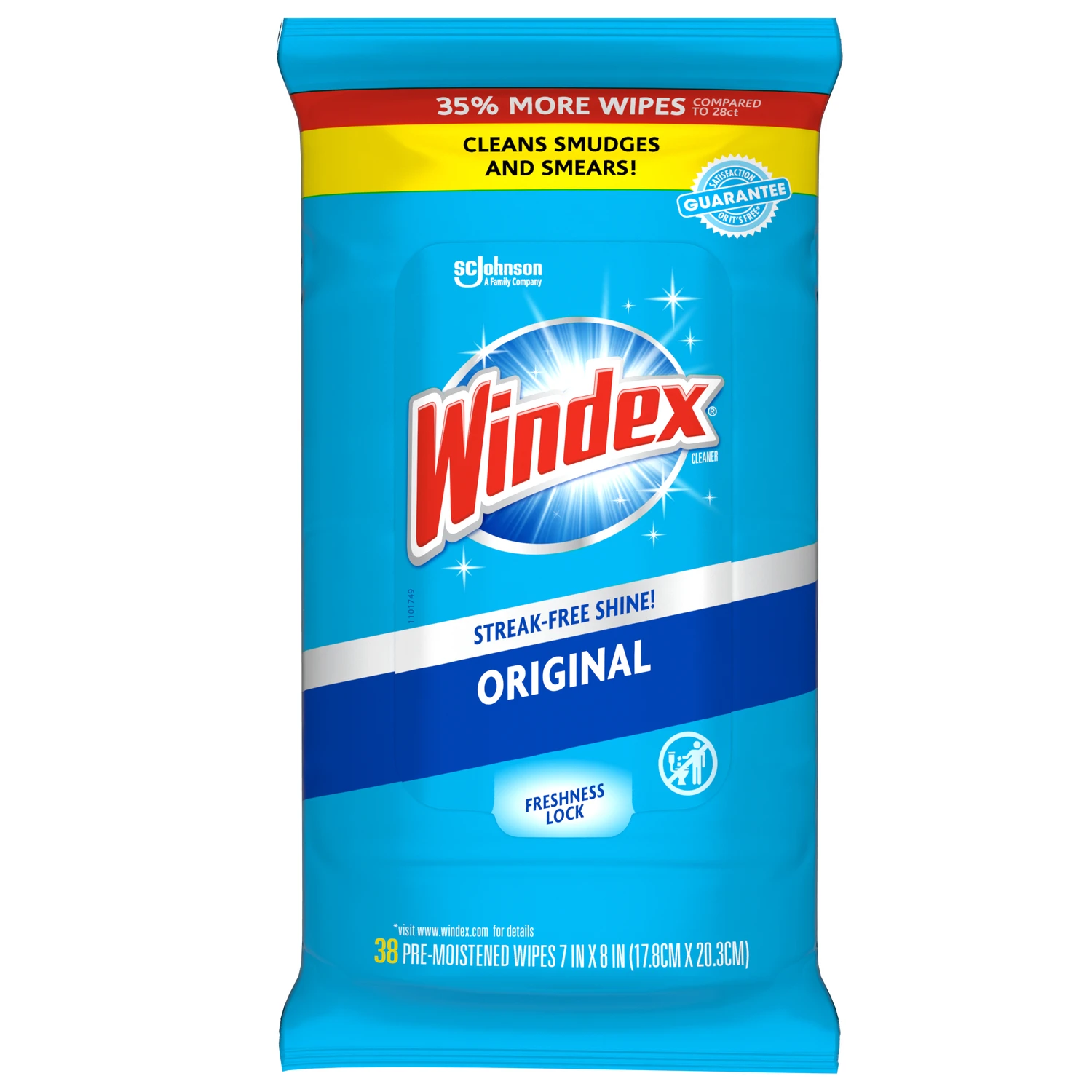 WINDEX GLASS CLEAN WIPES 38CT