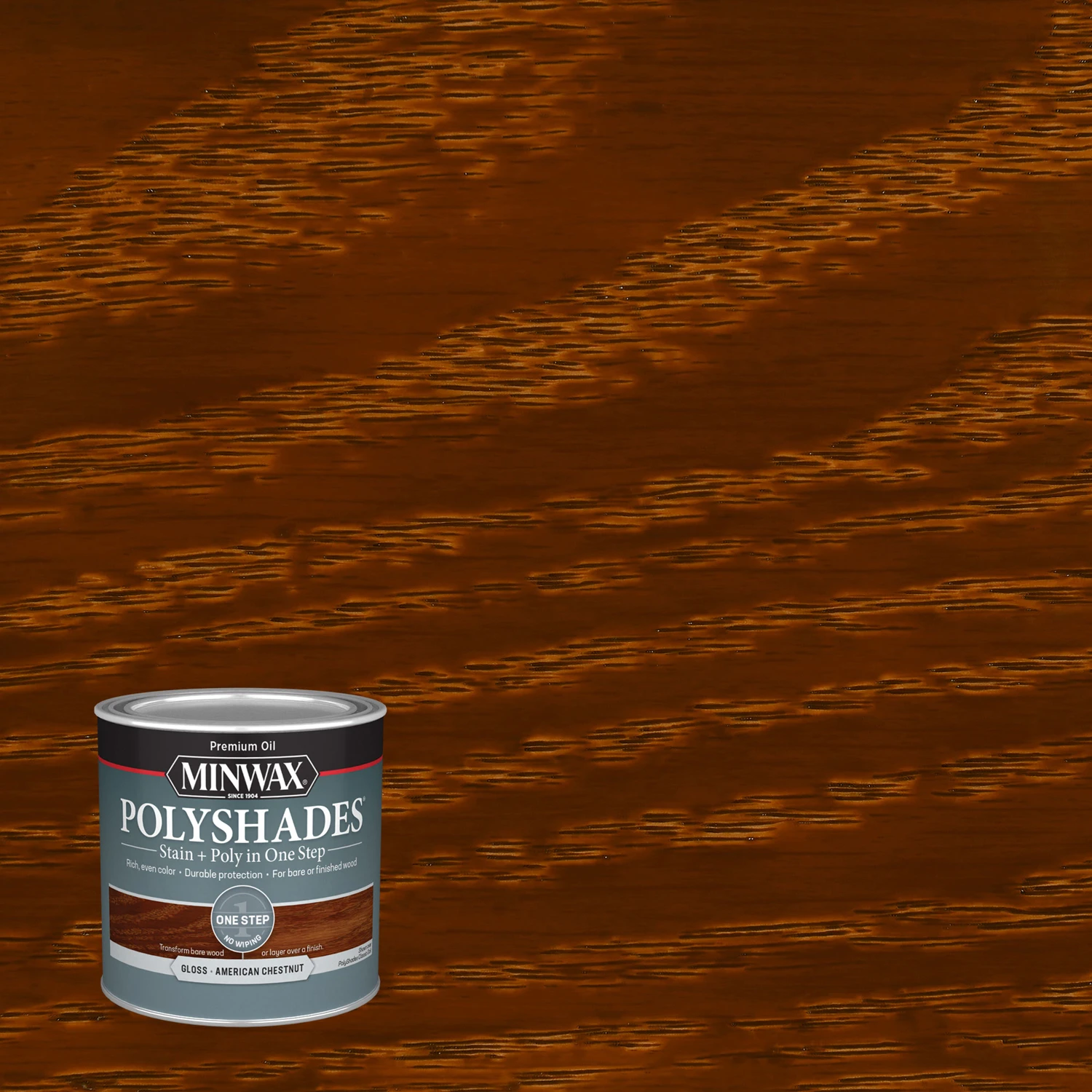 Polyshades 214754444 Waterbased Stain, Gloss, American Chestnut, 0.5 Pt Can