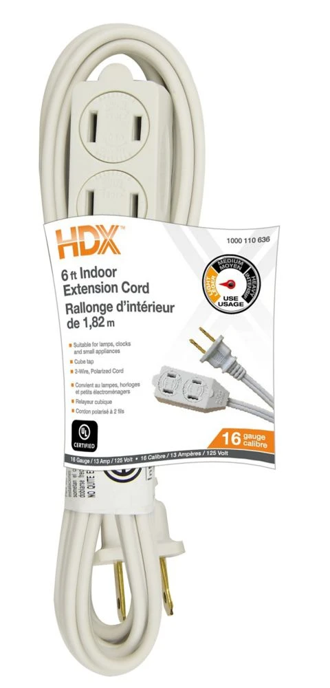 09401 6 ft. 16/2 Brown Indoor Cube Tap Extension Cord