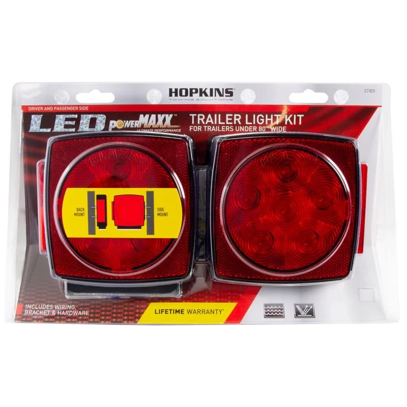 C7423 Red Square Stop/tail/turn Led Light Kit For Trailers