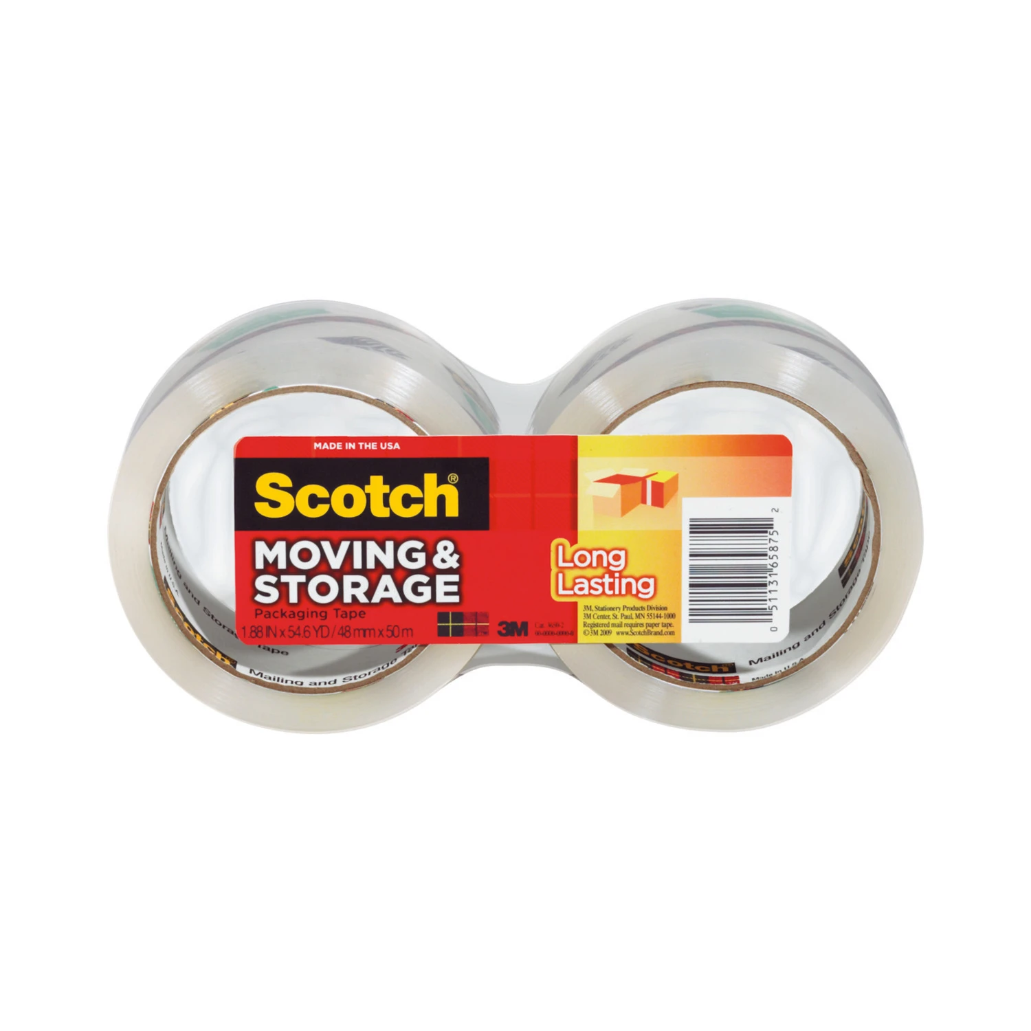 3650-2 Long Lasting Storage Packaging Tape, 54.6 Yd L, 1.88 In W, Clear