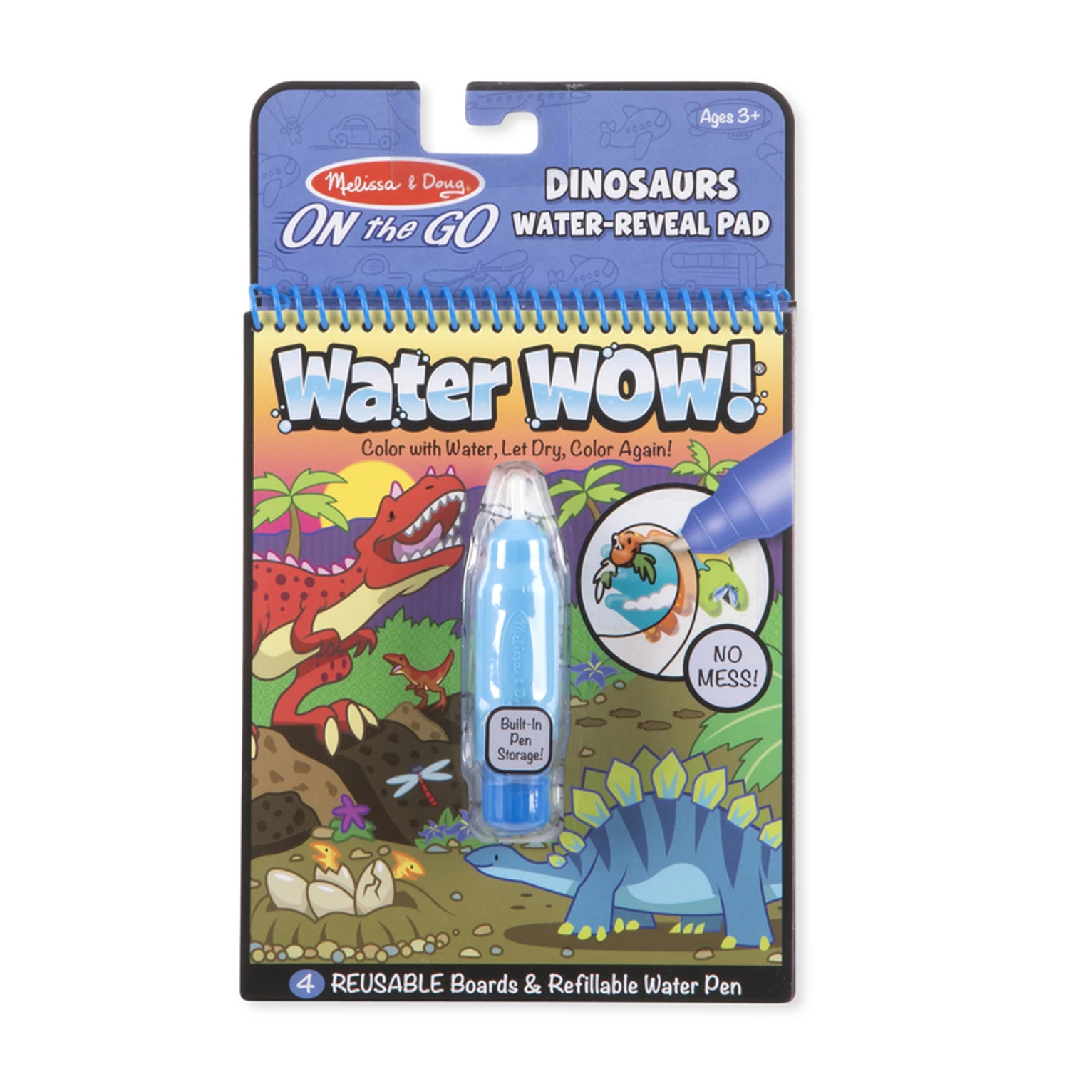 Dinosaurs Water Reveal Pad With Refillable Water Pen - 2 Pieces