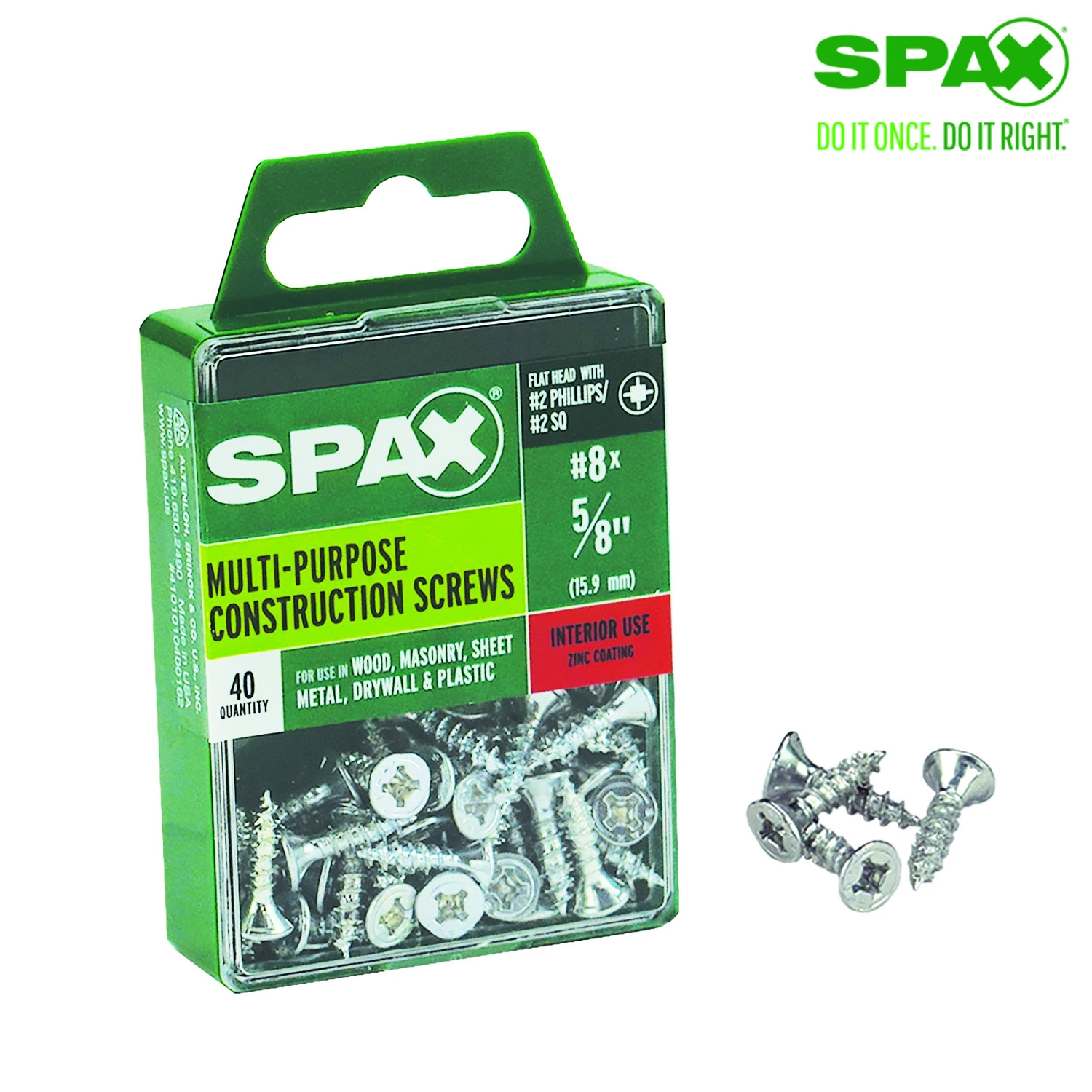SPAX Multi-Material No. 8 Label X 5/8 in. L Unidrive Flat Head Serrated Construction Screws