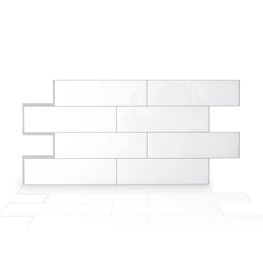 Smart Tiles 10.88 in. W X 22.56 in. L White Mosaic Vinyl Adhesive Wall Tile 2 pc