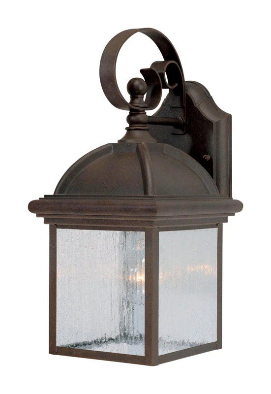 69395 1-light Textured Rust Patina Outdoor Wall Lantern With Clear Glass