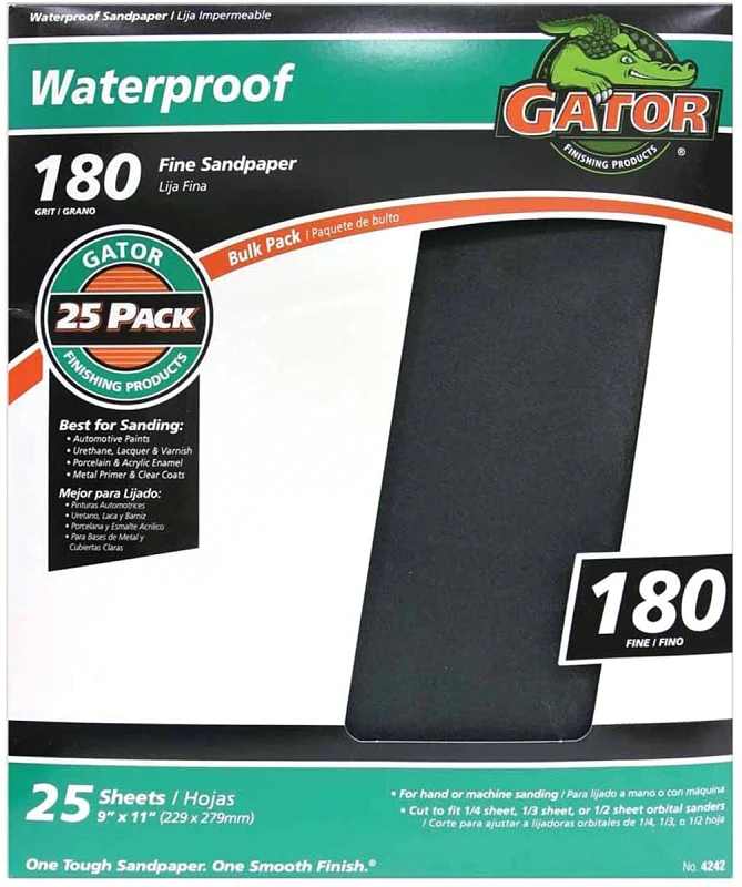 Gator Blade Waterproof 9 In. x 11 In. 180 Grit Fine Sandpaper (25-Pack)
