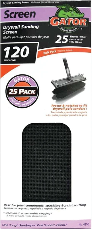 Sanding Screen, Fine 120-Grit, 4-1/4 x 11-1/4 In., 25-Ct.