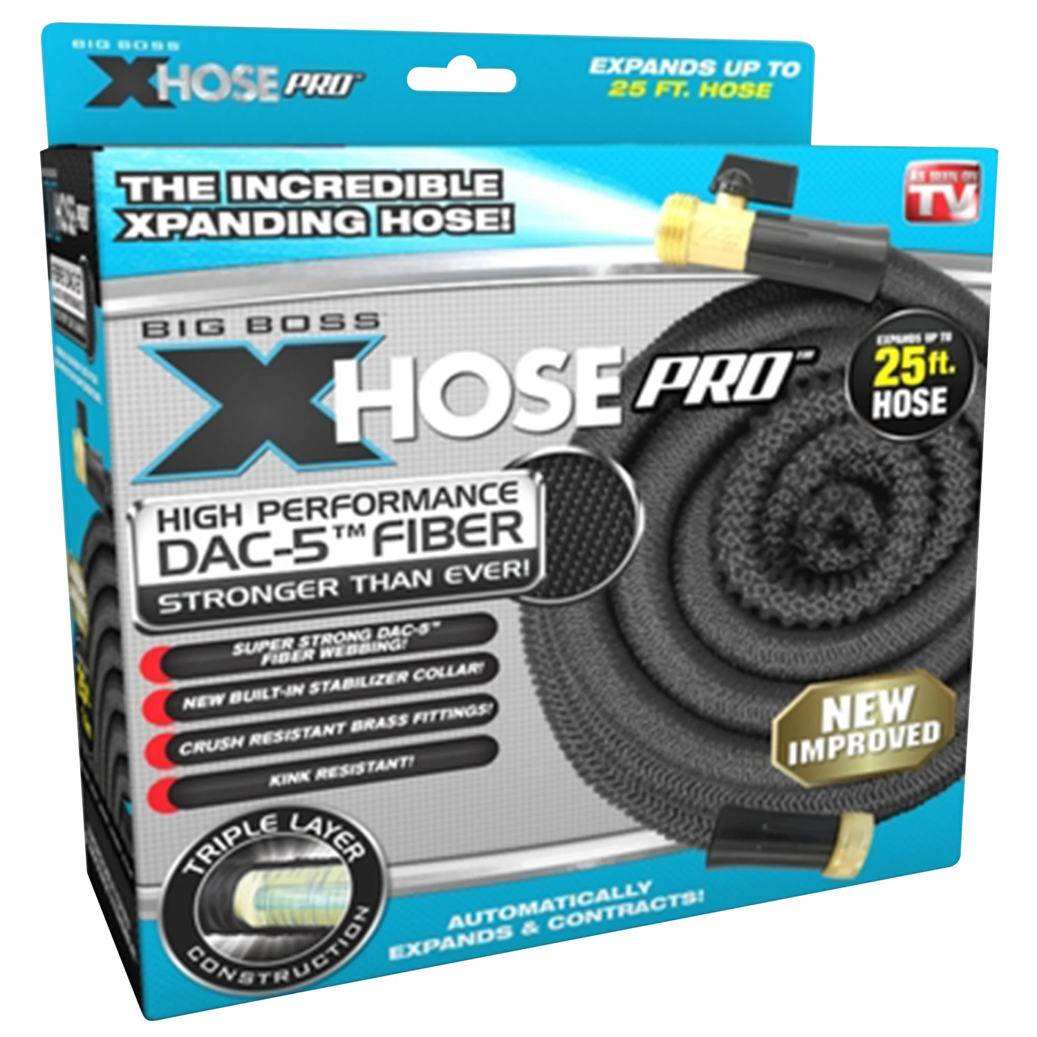 Expandable Garden Hose, 25 Ft L, Heavy Duty, Kink Resistant, Black