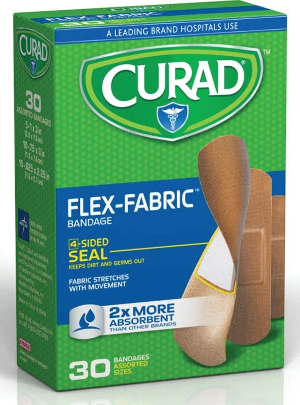 Flex-fabric Assorted Sizes Bandages, 30 Ct., Model Cur47314rb, Latex-free