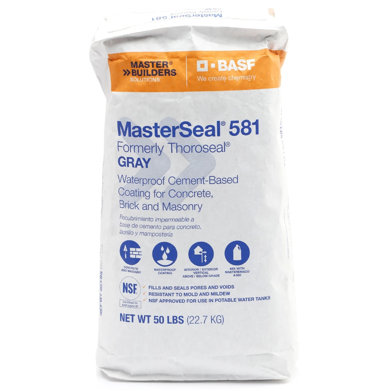 581 50 Lb. Gray Cement-based Waterproof Coating For Concrete And Masonry