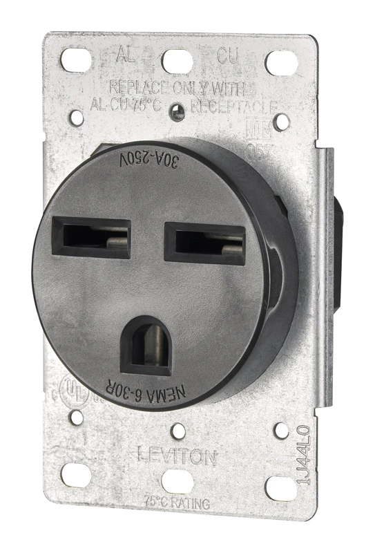 Leviton 30A Flush Mount Black 6-30R Power Outlet